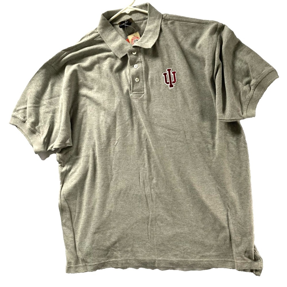 NEW Indiana Hoosiers Shirt Men XL Gray NCAA College Polo Short Sleeve Cotton NWT